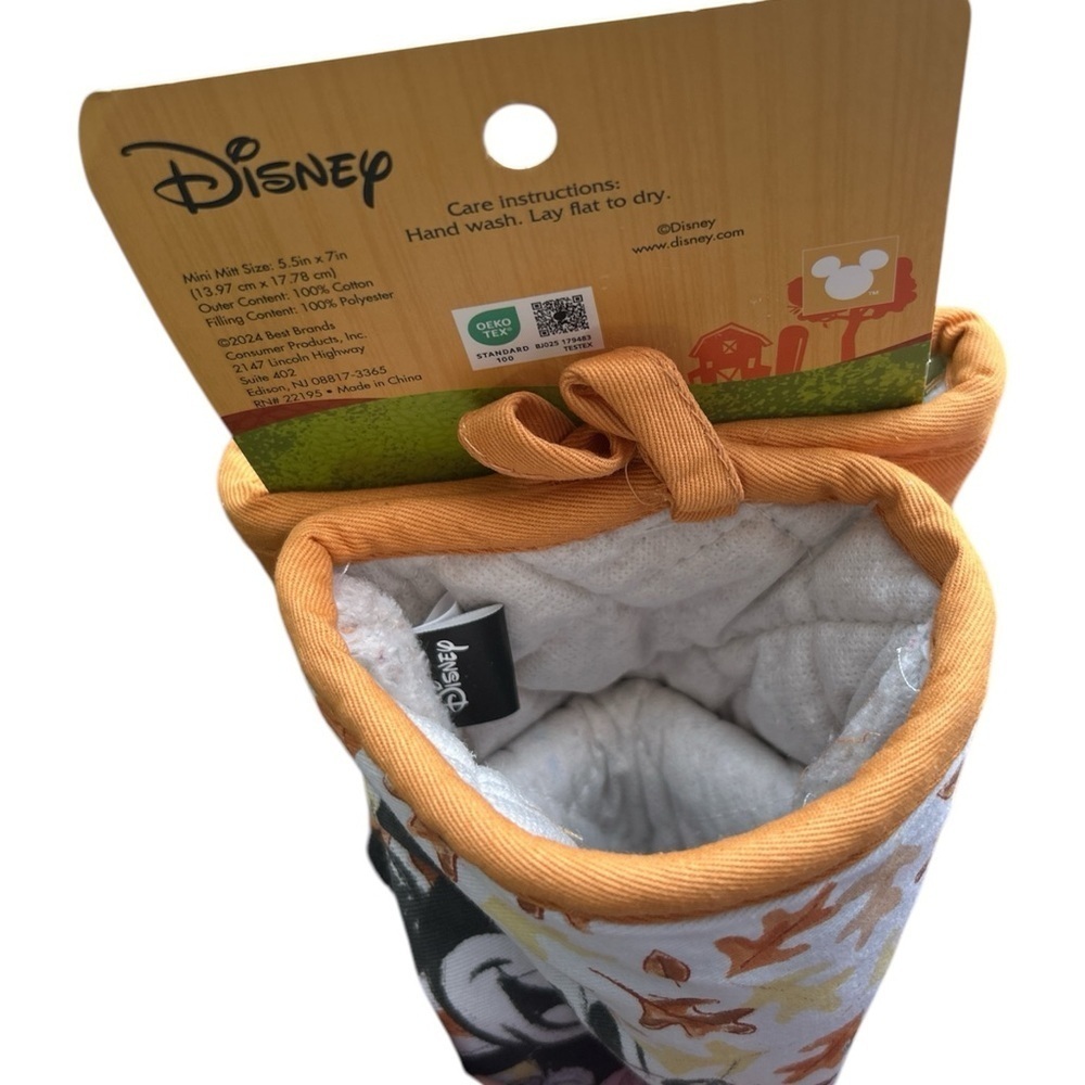 New! Disney Mickey Mouse 2 pack Oven Mitts White/Orange Fall leaf Thanksgiving - Picture 3 of 4